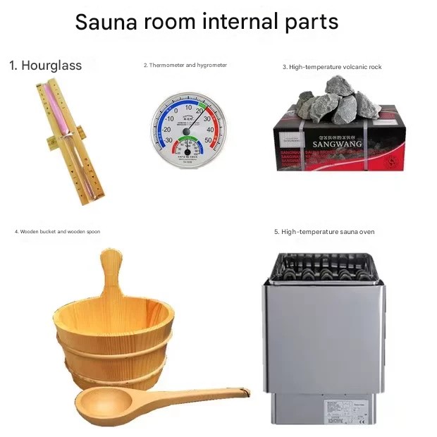 Outdoor 6-10 person sauna in garden landscape